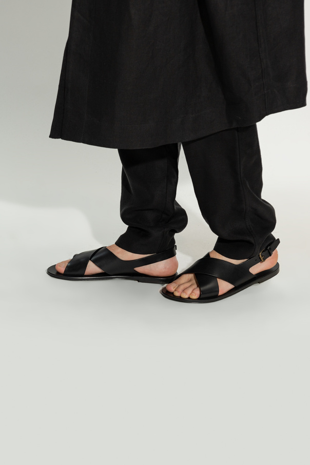 サンダル SAINT LAURENT Men Sandals 5096160AS00 1000 BLACK tribute flat sandals in smooth leather | Saint Laurent サン